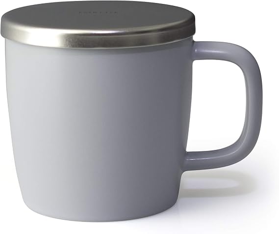 FORLIFE Dew Satin Finish Brew-In-Mug with Basket Infuser & Stainless Lid 11 oz. (Lavender Mist)