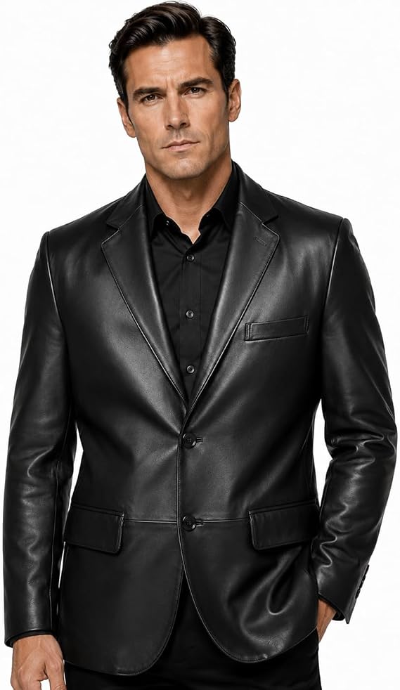 REED EST. 1950 Men's Genuine Leather Blazer Coat | Soft Lambskin Jacket