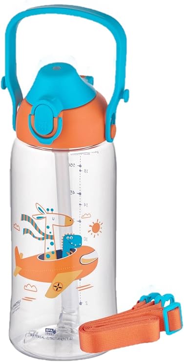 Uzspace 730ml Tritan Tek Kapak Çift Kullanım Pipetli/Pipetsiz Askı Aparatlı Tritan Çocuk Su Matarası