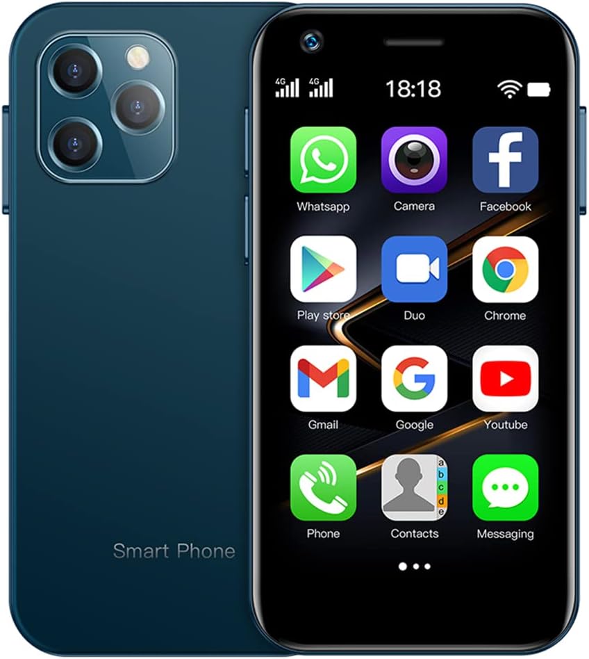 PADY Global Version Soyes XS12 Mini 4G Smartphone 3.0 Inch Dual Sim Ultra Thin Card Mobile Phone WiFi Bluetooth Hotspot Student Pocket Cellphone Blue, 3GB64GB 89.545.511.5 mm