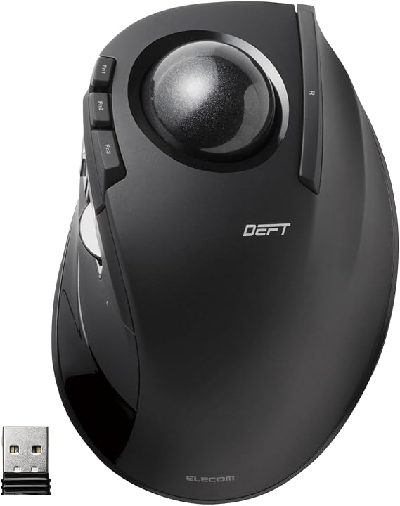 ELECOM Deft Trackball Mouse Wireless, Ergonomic M-DT2DRBK