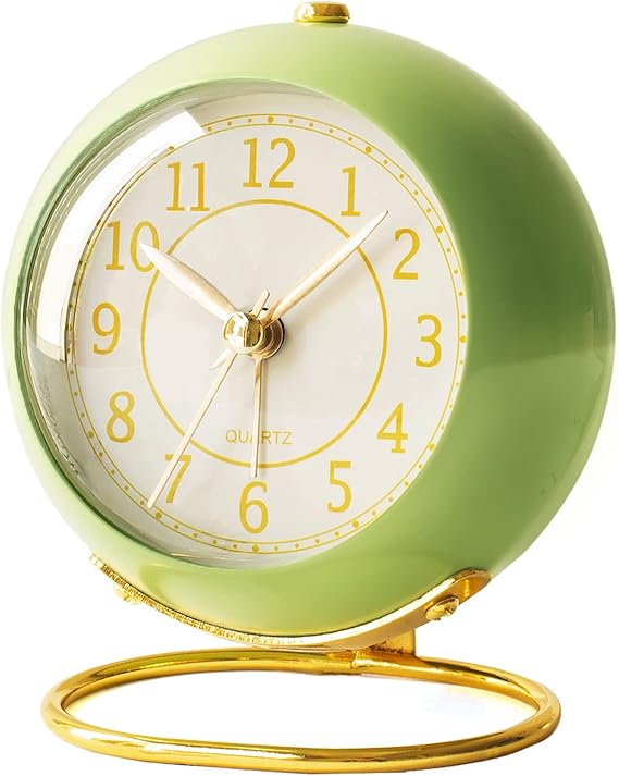 AYRELY Battery Operated Analog Desk Alarm Clock with Light, Table Clock