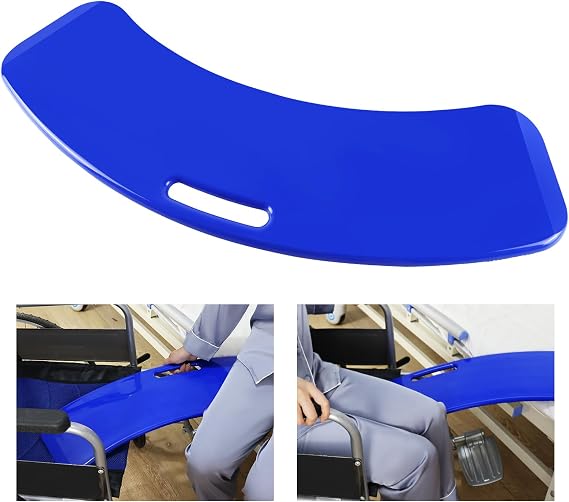 LOSCHEN Transfer Board, Patient Slide Assist Device for Transferring Patient or Handica from Wheelchair to Bed, Toilet, Tub, Car - Slide Board with A Handle（Blue）