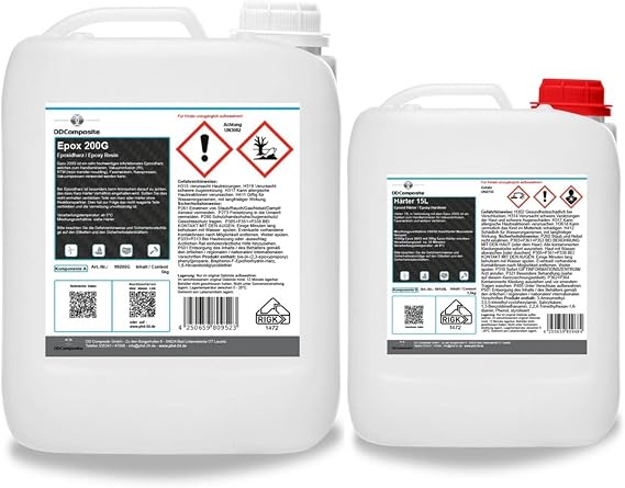 DD Composite Epoxidharz 200G mit Härter 15L 65kg Universal-System Beschichtungen Handlaminat Vakuuminfusion Faserwickeln hohe Festigkeit Bootsbau