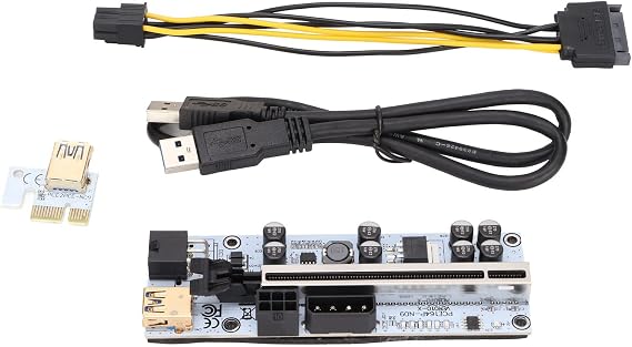 PCIE A Card, GPU with 6 LED s, Gold Plated s and 8 tors, PCIE 1X to 16X Exten Cable for Win7 8 10, Stable Supply with 6P Interface