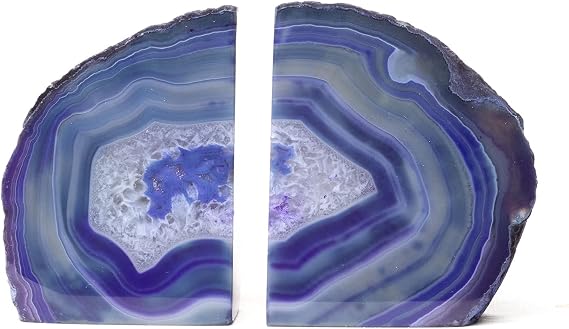Agate Bookend Plus Includes Bonus Minerals (1-2 lb, Purple)