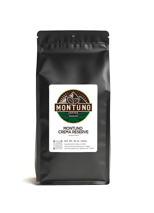 Montuno Crema Reserve Dark Roast Espresso Coffee, Premium Arabica Beans, Full-Bodied Blend (Coarse), 1 Lb