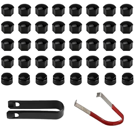 40 Pcs 17mm Wheel Nut Covers & Alloy Wheel Protectors, 32 Standard + 8 Locking Rim Protectors for Alloy Wheels with Removal Tool, Universal Fit for Wheel Nuts & Locking Wheel Nuts (Black)