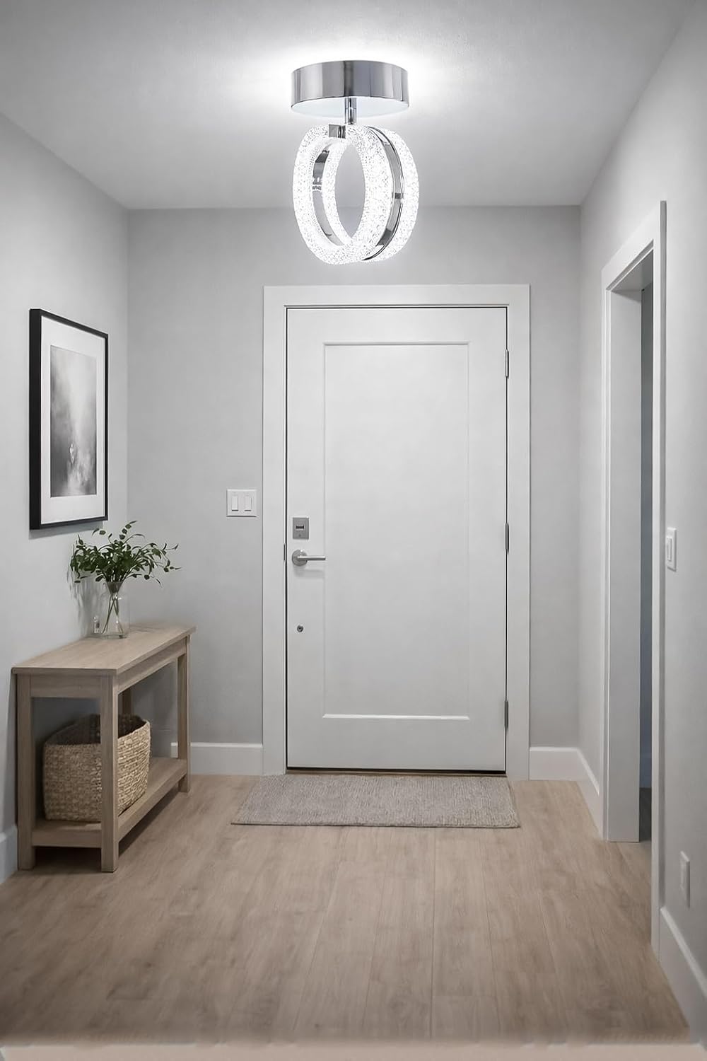 Ecrin Tekli Plafonyer Modern Krom Led Avize Kristal Görünüm Beyaz Işık Enerji Tasarruflu Antre Cafe Hol [Enerji Sınıfı A]