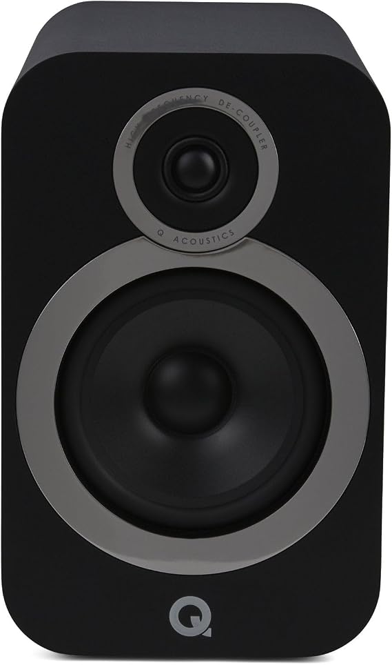 Q ACOUSTICS 3030i Bookshelf Speakers Pair Carbon Black - Featuring 2-way Reflex Enclosure Type, 165mm (6.5") Bass Driver, and 22mm (0.9") Tweeter - Stereo Speakers Hifi/Passive Speakers