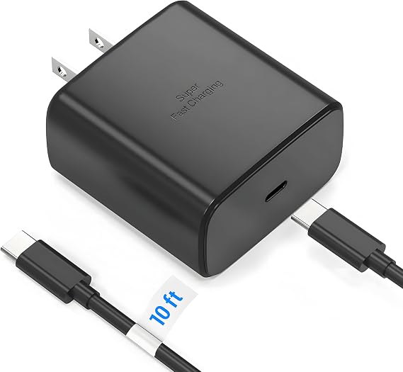 TT&C 35W Super Fast Charger with 10FT Cable for Samsung Galaxy S26, S25 | USB C Block, PD PPS Fast Charge Type C Phone Charger Compatible with Samsung Galaxy S26, S25, S24, iPhone 17/16/15