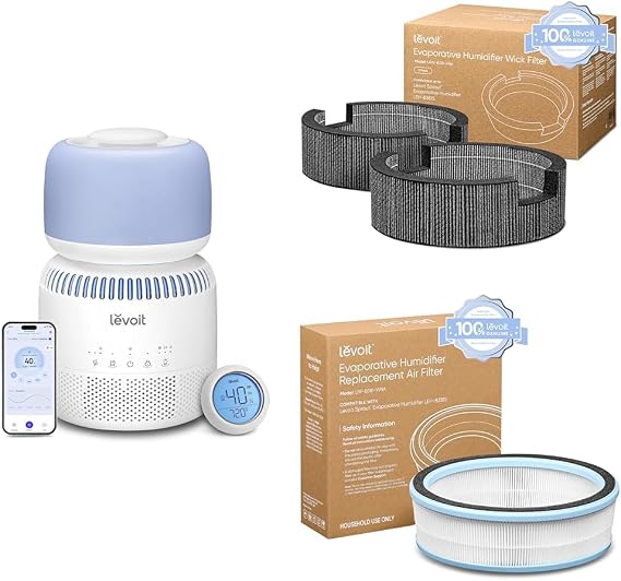 LEVOIT Sprout Evaporative Humidifier + LEVOIT 2-Pack Wick Filters + LEVOIT Replacement Filter