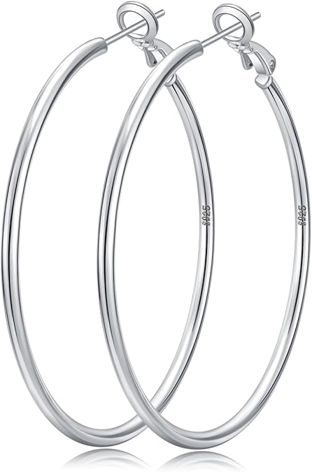 Senteria 2mm 925 Sterling Silver Gold Hoop Earrings for Women 20/30/50/70MM | Hypoallergenic Lightweight Thin Large Big Hoops Nickel Free Sensitive Ears Comfortable Everyday Jewelry Earring for Birthday