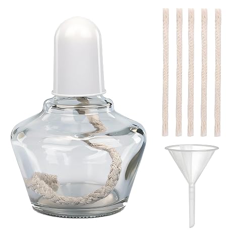 TISMART Classic Style Alcohol lamp Lab Mechero De Alcohol Heating 150ml with 5PCS Spare Cotton Wicks and 1PCS Plastic Funnel