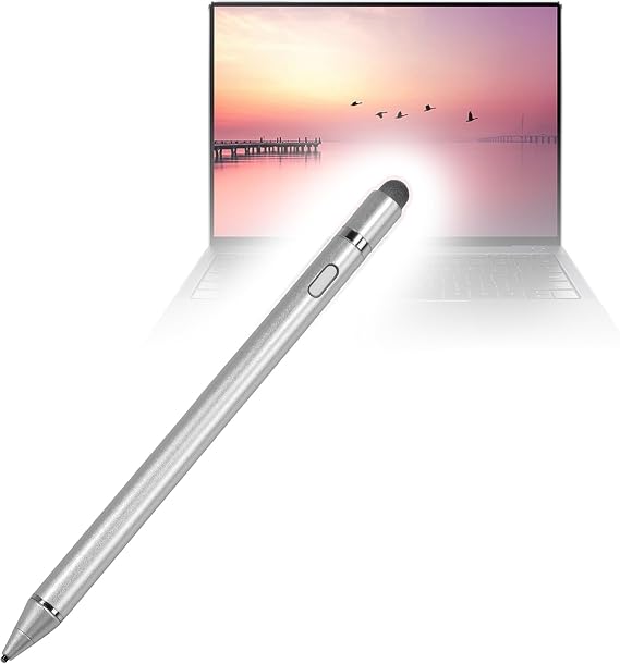 BoxWave Stylus Pen Compatible with Huawei MateBook X Pro - AccuPoint Active Stylus, Electronic Stylus with Ultra Fine Tip - Metallic Silver