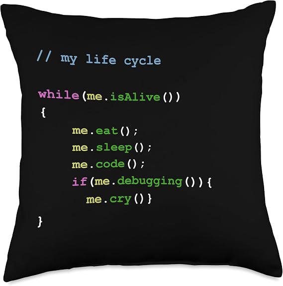 Code Eat Sleep Repeat Debug Life Funny Programmer Costume Throw Pillow
