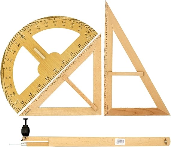 Drafting Compasses Solid Wood Teacher' Triangle Board Ruler Protractor Blackboard Multi-Purpose Compass 50cm Triangle Ruler Set Large Teaching Aids Geometry Compass