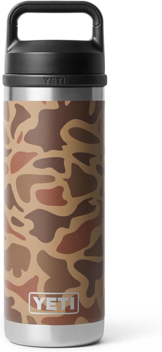 YETI Rambler Bottle Chug, Vacuum Insulated Stainless Steel Bottle with Chug Cap, Wetlands Camo, 18 oz (532 ml)