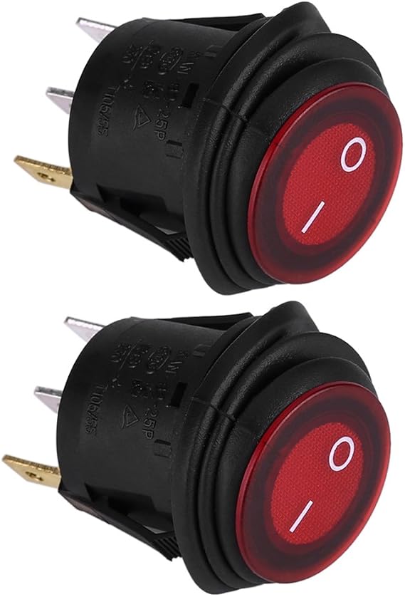 3pin 220v Rocker Switch, 2Pcs 12V 20A 3Pin Resistant Toggle Switches Waterproof 220v Rocker Switch Car Auto Boat Truck Round Mountable Marine Rocker Switch