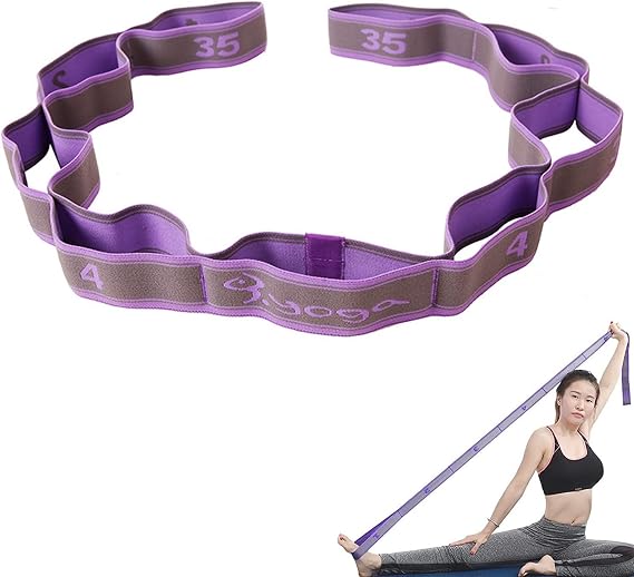 Xspring Esneme Kayışı, Elastik Yoga Esneme Kayışı, 9 İlmekli Yoga Kayışı, Fizik Tedavi, Pilates, Dans ve Jimnastik için Esneme Bandı