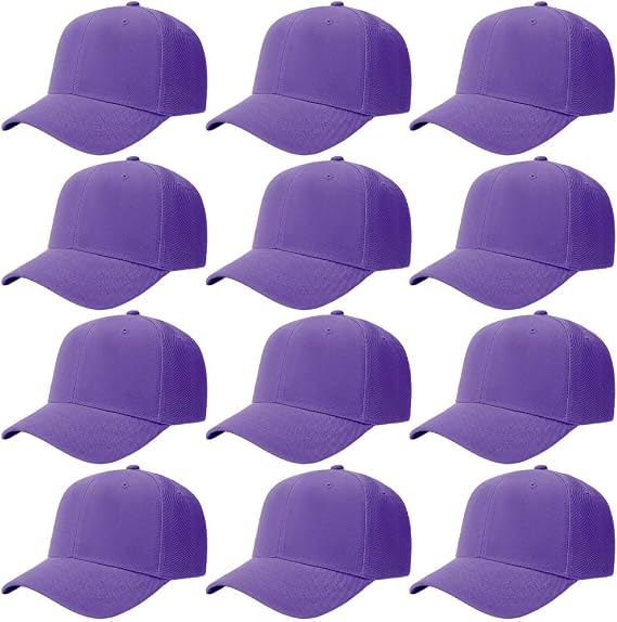 ZH Plain Adjustable Baseball Cap - Lot of 12 Unisex Blank Design Caps
