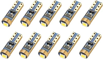 Extremely Bright 3030 Chipsets Wedge T5 74 73 37 Bulb Lamp Replacement for Car Interior Footwell Glove Box Instrument Indicator Panel Lights, Xenon White