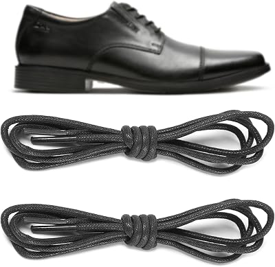Waxed Shoe Laces for Clarks Oxfords, 3322.5mm Thin Dress Round Shoelaces Replacement Strings for Business