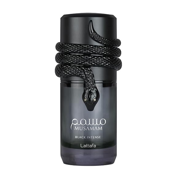 Lattafa Musamam Black Intense Spicy, Woody, Amber, Aromatic Eau de Parfum Spray Long-Lasting Fragrance for Unisex, 3.4 Ounce / 100 ml