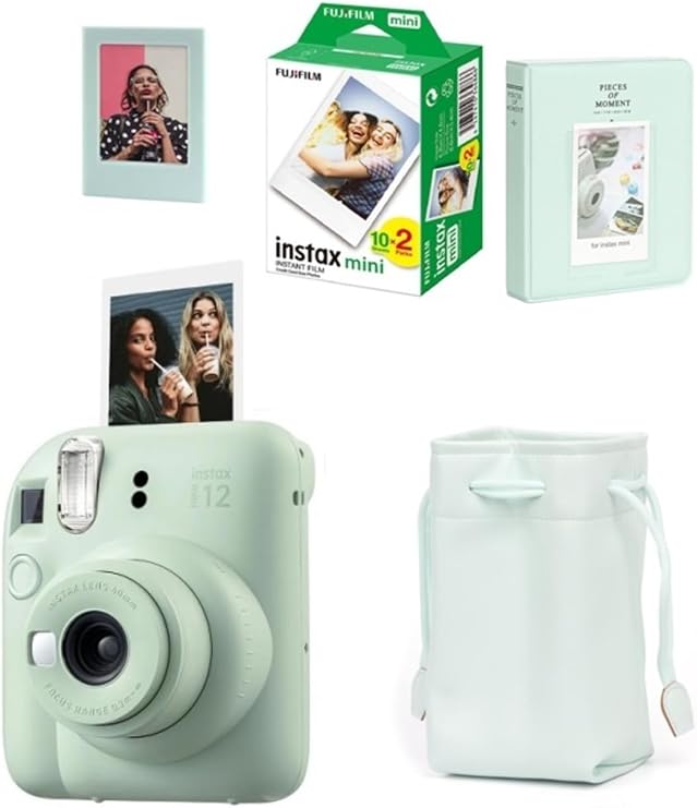 Fujifilm Instax Mini 12 Fotoğraf Makinesi-20li Film-Büzgülü Kılıf-64lü Albüm ve Mıknatıslı Çerçeve Seti 1