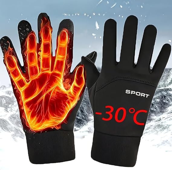 Men's Winter Thermal Gloves - Touchscreen Compatible with Adjustable Wrist Strap for Cycling, Skiing, Motorcycle & Outdoor Sports