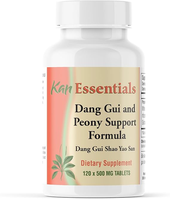 Kan Herb Essentials Dang Gui and Peony Support Traditional Chinese Herbal Blend for Dogs and Cats to Support Skin Health, Digestion, Mood, and Fluid Balance, Herbal Supplement for Pets, 120 Tablets