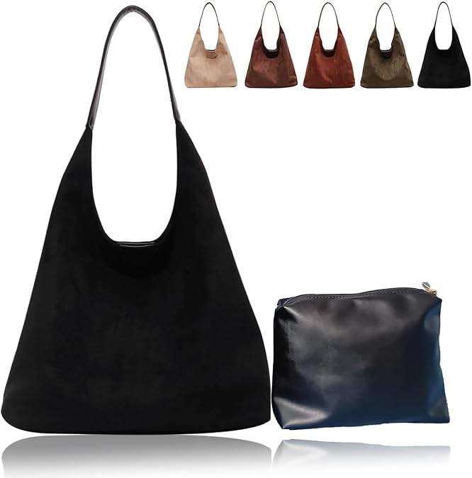Slouchy Hobo Bags Women Suede Crescent Satchels Shoulder Bag Crossbody Purse,Brown Suede Bag,slouchy suede tote bag