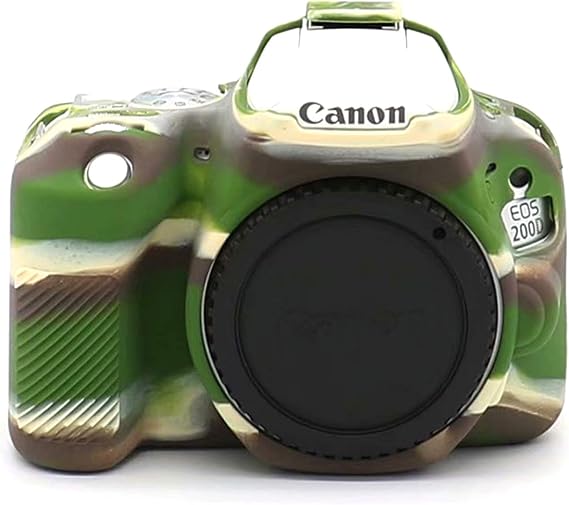 Professional Secure Silicone Camera Cover Housing Rubber Protective Body Skin Bag for Canon EOS 200D Rebel SL2 DSLR Camera and Canon EOS Rebel SL3 200D II DSLR Camera Case (Army Green)