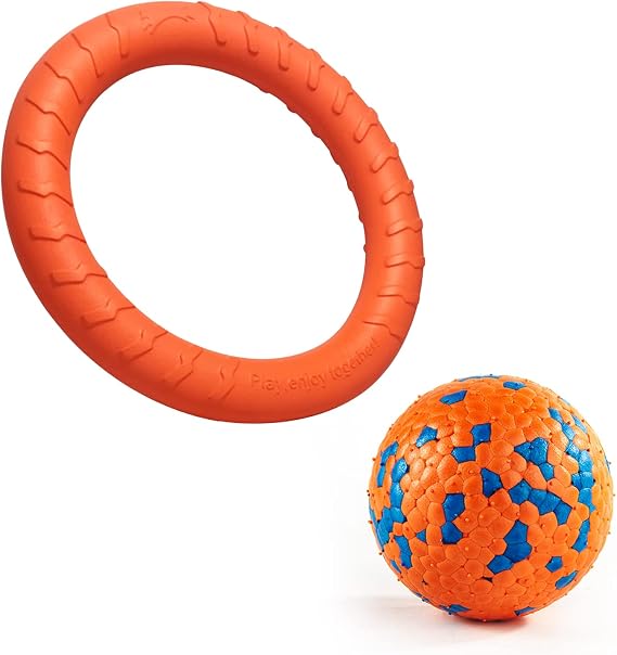 Dog Ball and Doy Ring Toy Multifunctional Dog Toys for Small, Medium and Large Dogs Natural Rubber Long-Lasting Indestructible Lightweight&Floating