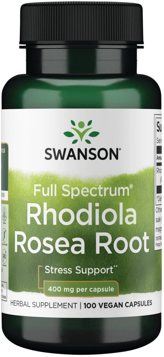 Swanson Rhodiola Rosea Root - Adaptogenic Herb Supplement Promoting Balance & Stress Support - Natural Formula for Energy Support - (100 Capsules, 400mg Each) | An Adaptogen Known to Support Stress Reduction, Mood Balance and Healthy Sleep, Natural Formula for Energy Support