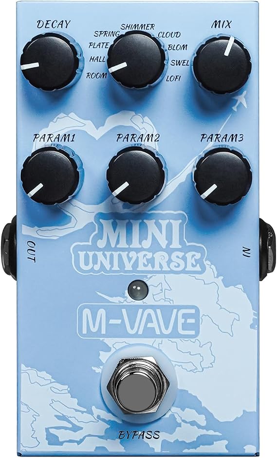 M-VAVE Reverb Guitar Pedal Digital Effect Reverb 9 Modes Room, Hall, Shimmer, Lofi, Spring, Bloom, Swell, Plate, Cloud Selection for Guitar Bass Reverberation Effect MINI-UNIVERSE