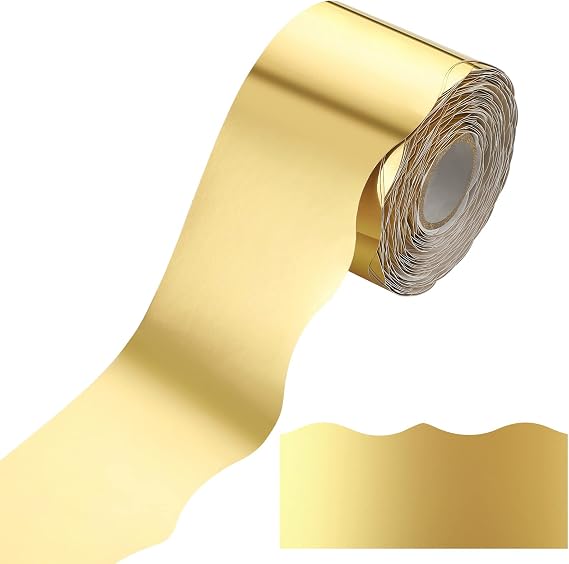 Ecally 65.6 Ft Scalloped Bulletin Board Borders Decor,Gold