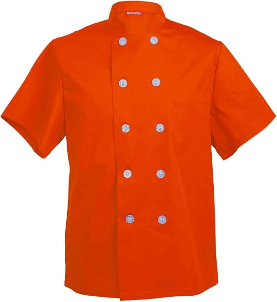 Men's Chef Coat Short Sleeve Chef Shirt Cook Coat Barista Baker Uniform Restaurant Clothes Barista Shirt