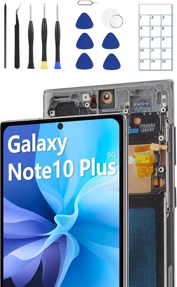for Galaxy Note 10 Plus OLED Screen Replacement with Frame and Tools