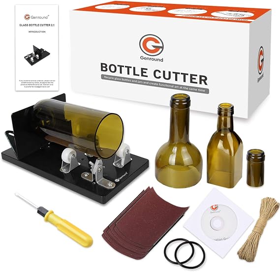 Genround Bottle Cutter, Upgrade 2.1 Glass Bottle Cutter Glass Cuttting Machine for Round Square and Neck Glass Cutting Tool for DIY Projects