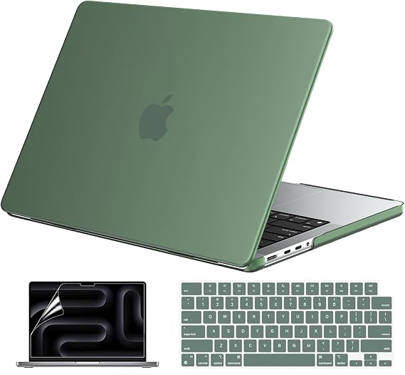 EooCoo Case for MacBook Pro 14 inch M5-M1 Pro/Max 2026-2021, Matte Green