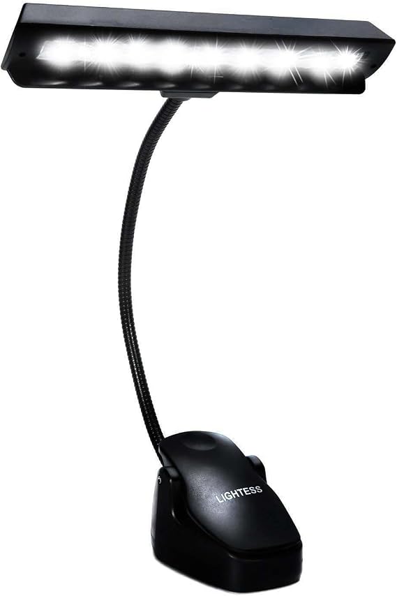 Lightess Clip On Dimmable LED Music Stand Piano Book Lamp Black