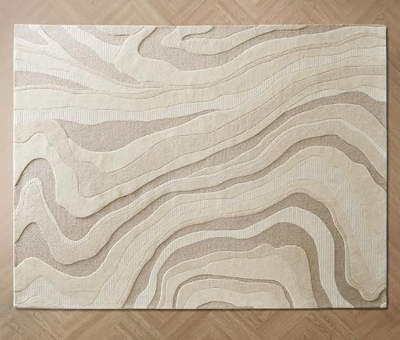 Z Gallerie Kadence Wave-Texture Light Beige & Cream Rug