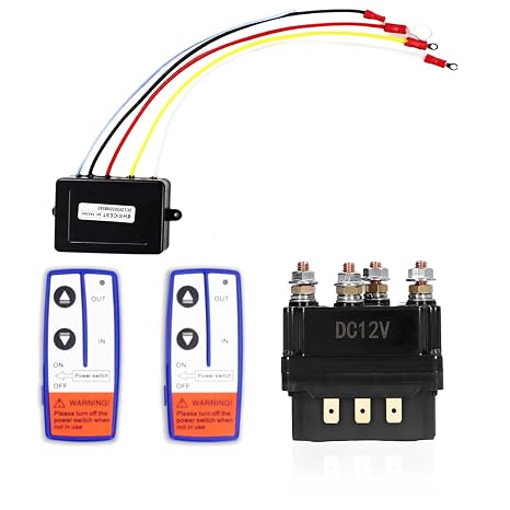 12V 250A Winch Solenoid Relay Contactor with 2Pcs Winch Remote Control Kit, Relay Contactor Switch for Truck ATV, SUV, Snowmobile 5000-7000lbs Winch