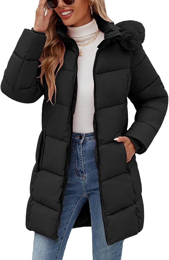 HEEKPEK Womens Winter Coats Thicken Warm Fleece Lined Puffer Jacket Parka