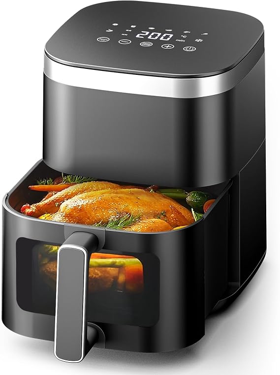 Wallfire Non-Fryer, 1.7 gal 4.5 L Large Capacity, Electric Fryer, Oil-free, For Frying/Side Dishes, 1-5 People, Air Fryer, LED Display, Touch Panel, Timer, Temperature Control, Japanese Instruction