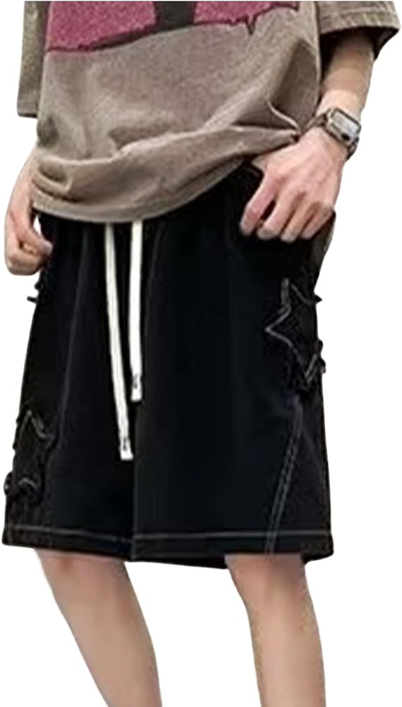 Y2k Denim Shorts Men Women Goth Wide Leg Jeans Shorts Jorts Y2K Baggy Emo Harajuku Streetwear
