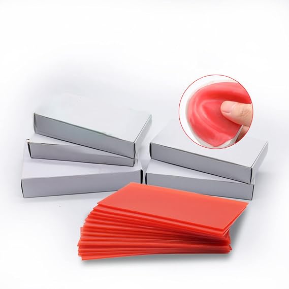Base Plate Wax Orthodontic Dental Wax Sheets 18PCS, Red Utility Bite Wax Denture Casting Wax Sheet Supply for Modelling|Filling|Lab Equipment -