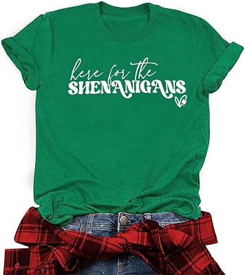 St. Patricks Day Shirt Women Lucky Shamrock Tee St Pattys Day Irish Tshirt Clover Graphic Short Sleeve Top