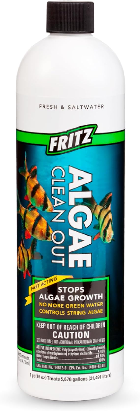 Fritz Aquatics Algae Clean Out - Algaecide for Fresh and Salt Water Aquariums, 16 oz